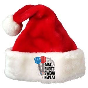 Aim Shoot Swear Repeat Dart Game Premium Christmas Santa Hat