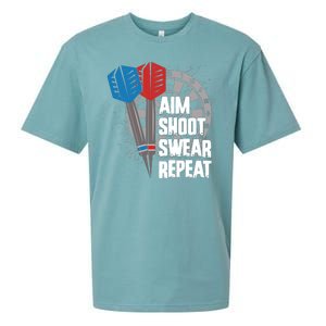 Aim Shoot Swear Repeat Dart Game Sueded Cloud Jersey T-Shirt