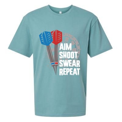 Aim Shoot Swear Repeat Dart Game Sueded Cloud Jersey T-Shirt