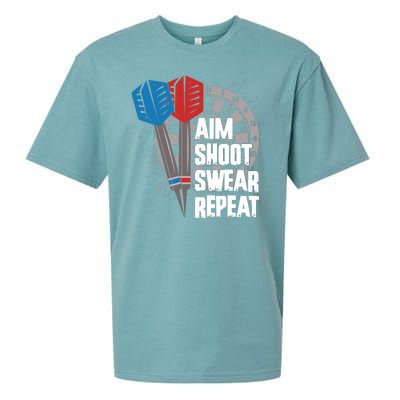 Aim Shoot Swear Repeat Dart Game Sueded Cloud Jersey T-Shirt