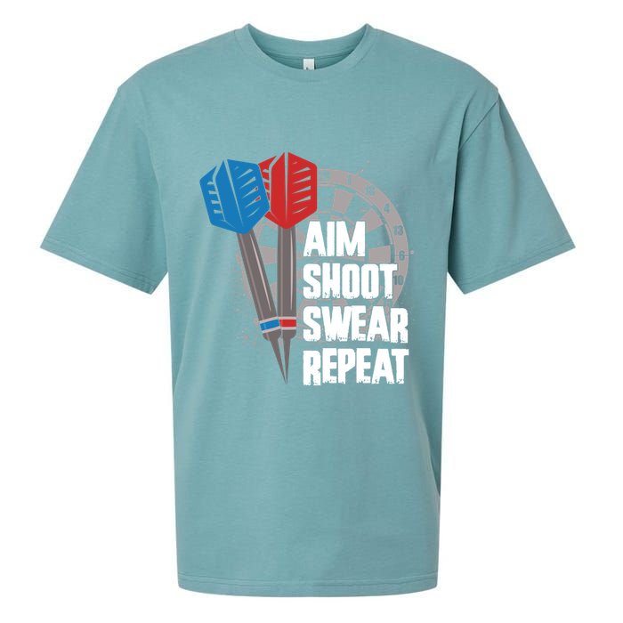 Aim Shoot Swear Repeat Dart Game Sueded Cloud Jersey T-Shirt
