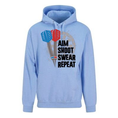 Aim Shoot Swear Repeat Dart Game Unisex Surf Hoodie