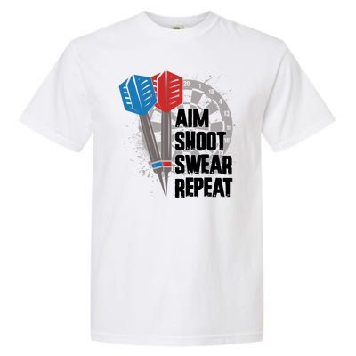 Aim Shoot Swear Repeat Dart Game Garment-Dyed Heavyweight T-Shirt