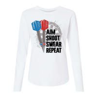 Aim Shoot Swear Repeat Dart Game Womens Cotton Relaxed Long Sleeve T-Shirt