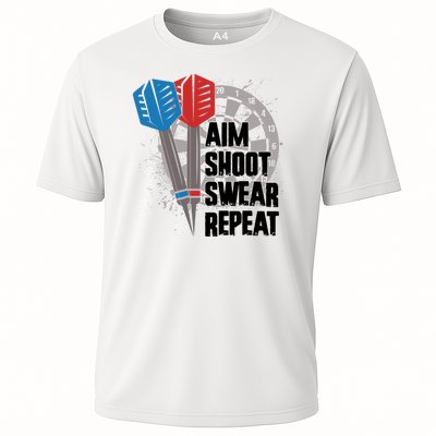 Aim Shoot Swear Repeat Dart Game Cooling Performance Crew T-Shirt