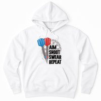 Aim Shoot Swear Repeat Dart Game Hoodie