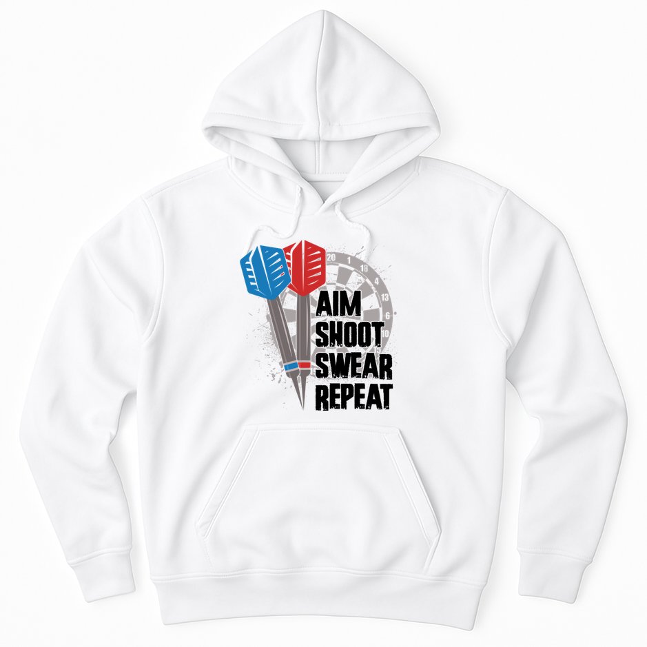 Aim Shoot Swear Repeat Dart Game Hoodie