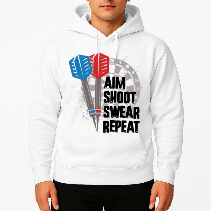 Aim Shoot Swear Repeat Dart Game Hoodie