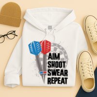 Aim Shoot Swear Repeat Dart Game Hoodie