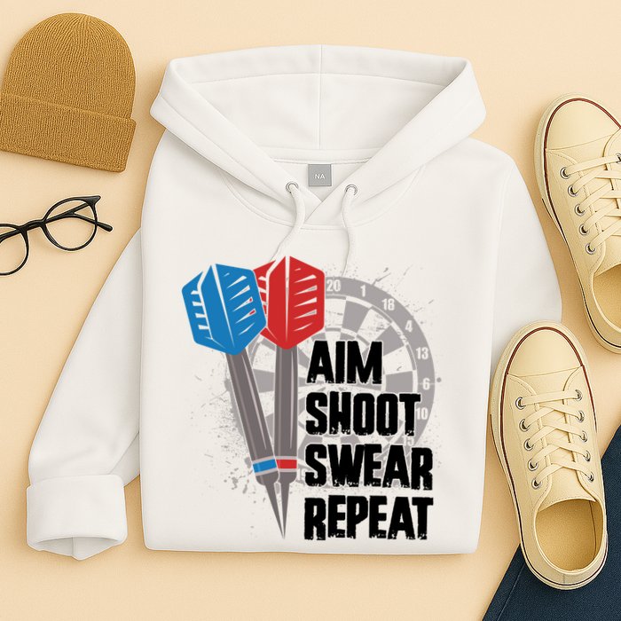 Aim Shoot Swear Repeat Dart Game Hoodie