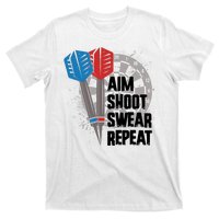 Aim Shoot Swear Repeat Dart Game T-Shirt