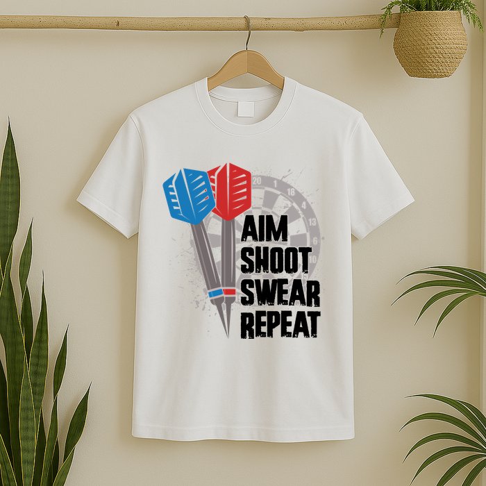 Aim Shoot Swear Repeat Dart Game T-Shirt