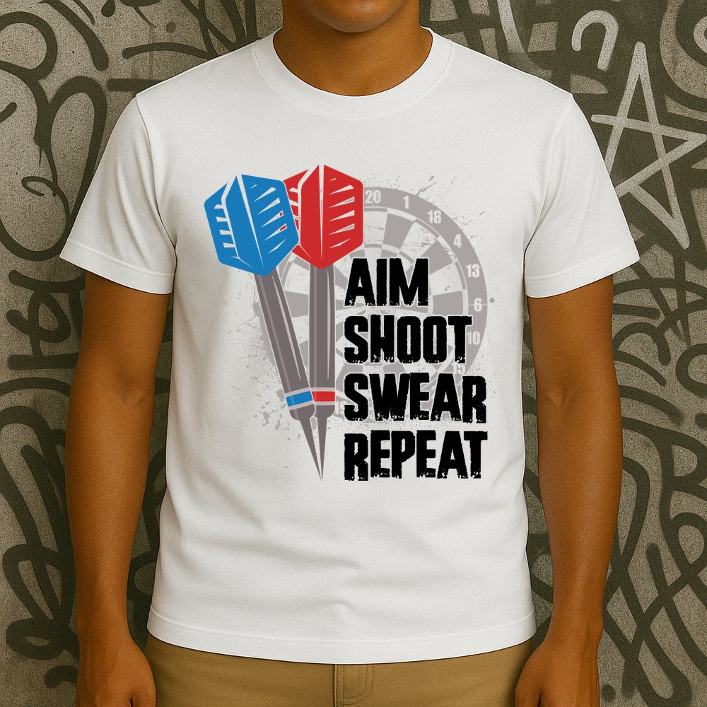 Aim Shoot Swear Repeat Dart Game T-Shirt