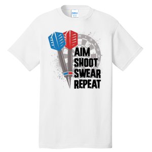 Aim Shoot Swear Repeat Dart Game Tall T-Shirt