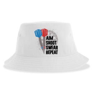 Aim Shoot Swear Repeat Dart Game Sustainable Bucket Hat