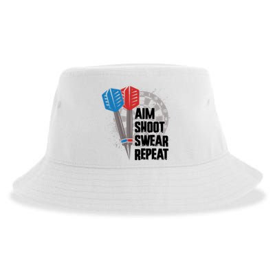 Aim Shoot Swear Repeat Dart Game Sustainable Bucket Hat