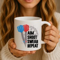 Aim Shoot Swear Repeat Dart Game Mug