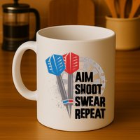Aim Shoot Swear Repeat Dart Game Mug