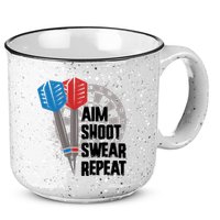 Aim Shoot Swear Repeat Dart Game 15oz Campfire Ceramic Mug
