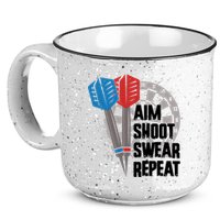 Aim Shoot Swear Repeat Dart Game 15oz Campfire Ceramic Mug