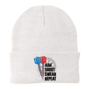 Aim Shoot Swear Repeat Dart Game Knit Cap Winter Beanie