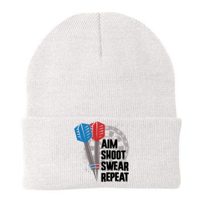 Aim Shoot Swear Repeat Dart Game Knit Cap Winter Beanie