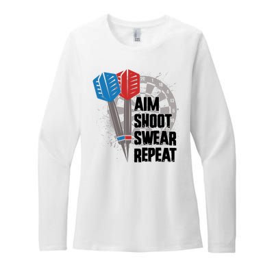 Aim Shoot Swear Repeat Dart Game Womens CVC Long Sleeve Shirt