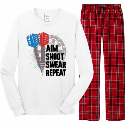 Aim Shoot Swear Repeat Dart Game Long Sleeve Pajama Set