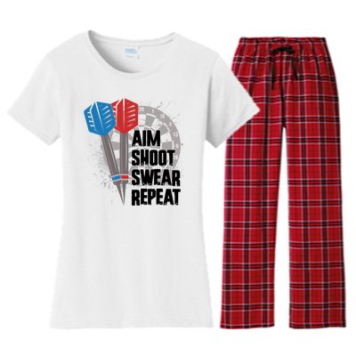 Aim Shoot Swear Repeat Dart Game Women's Flannel Pajama Set