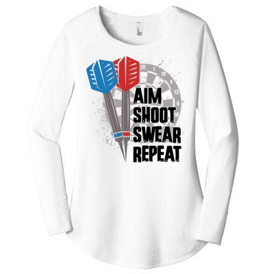 Aim Shoot Swear Repeat Dart Game Women's Perfect Tri Tunic Long Sleeve Shirt