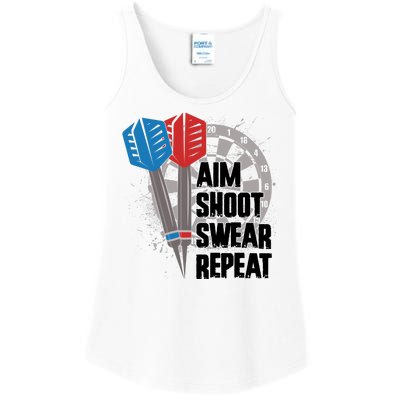 Aim Shoot Swear Repeat Dart Game Ladies Essential Tank