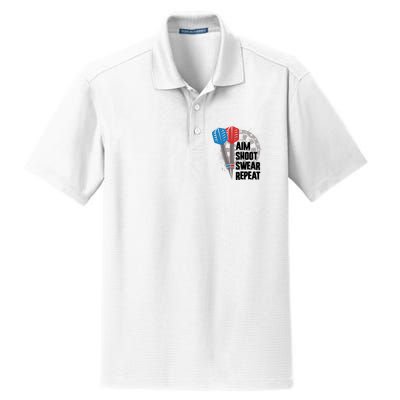 Aim Shoot Swear Repeat Dart Game Dry Zone Grid Polo
