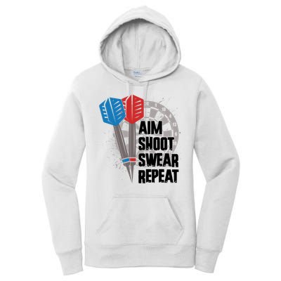 Aim Shoot Swear Repeat Dart Game Women's Pullover Hoodie