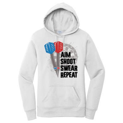 Aim Shoot Swear Repeat Dart Game Women's Pullover Hoodie