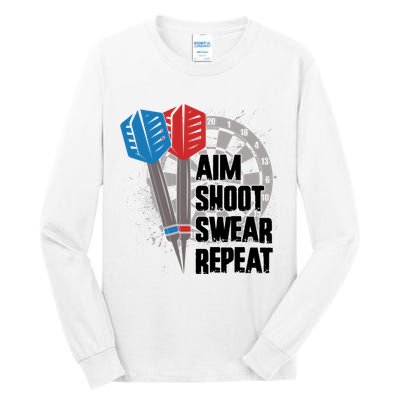 Aim Shoot Swear Repeat Dart Game Tall Long Sleeve T-Shirt