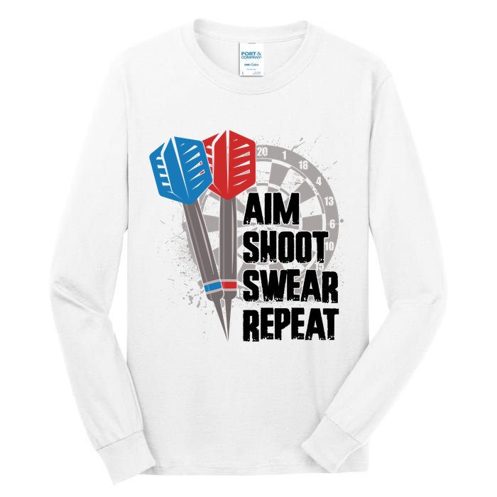 Aim Shoot Swear Repeat Dart Game Tall Long Sleeve T-Shirt