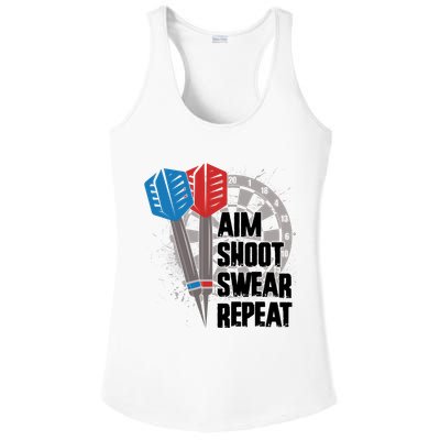Aim Shoot Swear Repeat Dart Game Ladies PosiCharge Competitor Racerback Tank