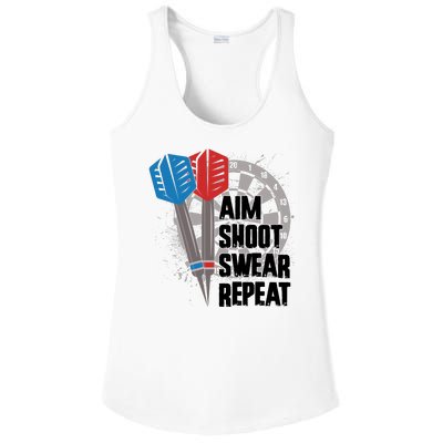 Aim Shoot Swear Repeat Dart Game Ladies PosiCharge Competitor Racerback Tank