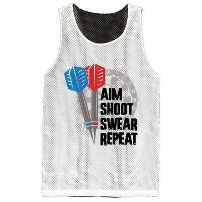 Aim Shoot Swear Repeat Dart Game Mesh Reversible Basketball Jersey Tank