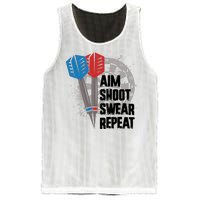 Aim Shoot Swear Repeat Dart Game Mesh Reversible Basketball Jersey Tank