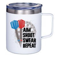 Aim Shoot Swear Repeat Dart Game 12oz Stainless Steel Coffee Mug