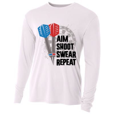 Aim Shoot Swear Repeat Dart Game Cooling Performance Long Sleeve Crew