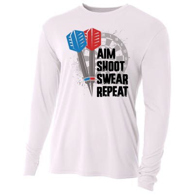 Aim Shoot Swear Repeat Dart Game Cooling Performance Long Sleeve Crew