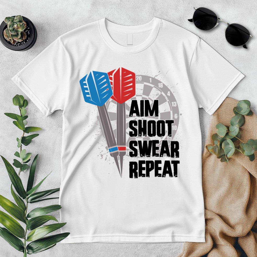 Aim Shoot Swear Repeat Dart Game Premium T-Shirt