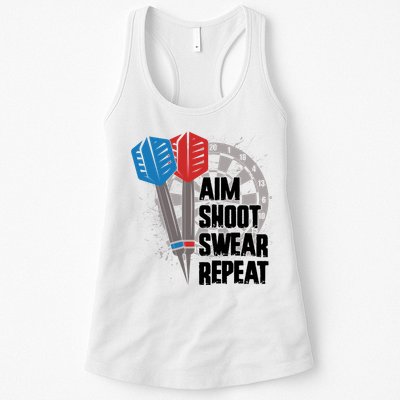 Aim Shoot Swear Repeat Dart Game Womens Tank Top