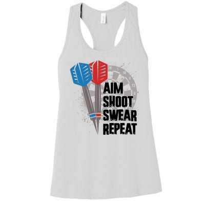 Aim Shoot Swear Repeat Dart Game Women's Racerback Tank