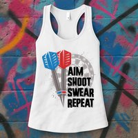 Aim Shoot Swear Repeat Dart Game Womens Tank Top