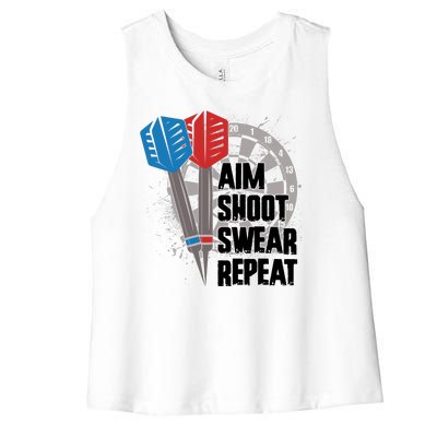 Aim Shoot Swear Repeat Dart Game Women's Racerback Cropped Tank