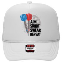 Aim Shoot Swear Repeat Dart Game Trucker Hat