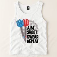 Aim Shoot Swear Repeat Dart Game Tank Top